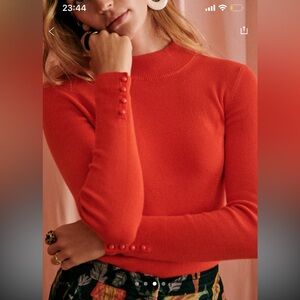 Sold Sézane Red Simon Jumper Button-Detail Sweater